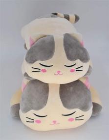 img 2 attached to 🐱 MassJoy Gray Soft Cat Hugging Pillow Plush - Comfortable Stuffed Animal for Big Love and Cuddles