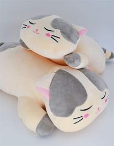 img 1 attached to 🐱 MassJoy Gray Soft Cat Hugging Pillow Plush - Comfortable Stuffed Animal for Big Love and Cuddles