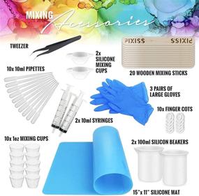 img 3 attached to Complete Silicone Resin Measuring Cups Tool Kit - Pixiss 100ml and 1oz Measure Cups, Popsicle Stir Sticks, Pipettes, Finger Cots, Silicone Gloves, Mat for Epoxy Resin Mixing, Molds, Jewelry Making