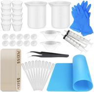 complete silicone resin measuring cups tool kit - pixiss 100ml and 1oz measure cups, popsicle stir sticks, pipettes, finger cots, silicone gloves, mat for epoxy resin mixing, molds, jewelry making logo