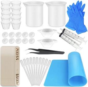 img 4 attached to Complete Silicone Resin Measuring Cups Tool Kit - Pixiss 100ml and 1oz Measure Cups, Popsicle Stir Sticks, Pipettes, Finger Cots, Silicone Gloves, Mat for Epoxy Resin Mixing, Molds, Jewelry Making