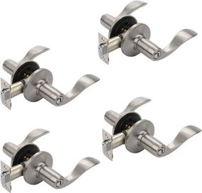 img 3 attached to 🚪 Dynasty Heritage Privacy Door Lever for Bed and Bath Interior, Keyless Door Handle with a Satin Nickel Finish - Contractor Pack of 4