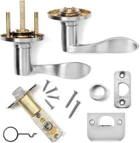 img 1 attached to 🚪 Dynasty Heritage Privacy Door Lever for Bed and Bath Interior, Keyless Door Handle with a Satin Nickel Finish - Contractor Pack of 4