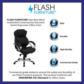 img 1 attached to 🪑 Flash Furniture High Back Black LeatherSoft Contemporary Executive Swivel Ergonomic Office Chair: Premium Comfort and Style for the Modern Professional