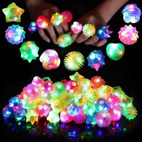 img 4 attached to 🎉 38 Pack Glow in The Dark Light Up Rings - Sauyoza Return Gifts for Kids Birthday, Goodie Bag Stuffers, Prizes, Party Favors for Kids 4-8 - Perfect for Valentines, Halloween, Christmas Parties