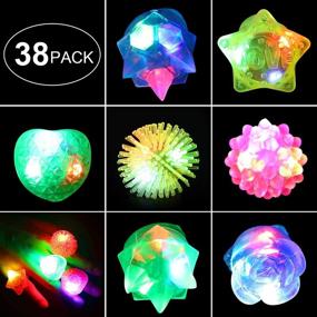 img 2 attached to 🎉 38 Pack Glow in The Dark Light Up Rings - Sauyoza Return Gifts for Kids Birthday, Goodie Bag Stuffers, Prizes, Party Favors for Kids 4-8 - Perfect for Valentines, Halloween, Christmas Parties
