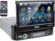 pyle single din in-dash car stereo with 7” touchscreen display, bluetooth, and hands-free calling - plts78dub, black logo