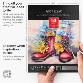 img 2 attached to 🎨 Arteza 9x12 Watercolor Paper Pad - 14 Sheets, Double-Sided Fine-Grained 100% Cotton Paper, 140-lb, Hot-Press, Ideal for Watercolor Techniques and Mixed Media - Art Supplies