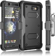 📱 tekcoo galaxy j7 sky pro case with holster clip, tshell full body phone cover for samsung j7 2017 - locking secure swivel belt kickstand & built-in screen - black logo