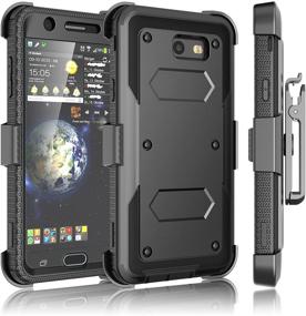 img 4 attached to 📱 Tekcoo Galaxy J7 Sky Pro Case with Holster Clip, TShell Full Body Phone Cover for Samsung J7 2017 - Locking Secure Swivel Belt Kickstand & Built-in Screen - Black