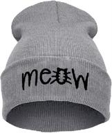 meow-infused beurio slouchy beanie: trendy 🐱 winter knit skull hat for women and men logo