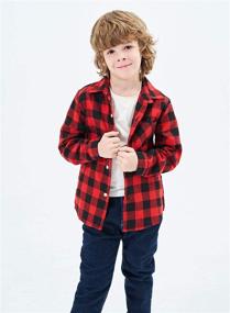 img 3 attached to 👕 Adorable Plaid Flannel Shirt for Little Girls and Boys - Long Sleeve Button Down Style