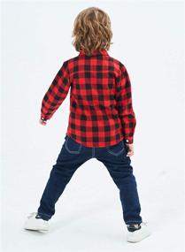 img 2 attached to 👕 Adorable Plaid Flannel Shirt for Little Girls and Boys - Long Sleeve Button Down Style