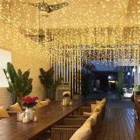 img 4 attached to 🎉 Enhance Your Festivities with GYDING LED Icicle String Lights - 16.4Ft 216 LEDs Window Curtain Starry Fairy Lights in 8 Modes for Wedding Party Bedroom Garden Patio Outdoor Indoor (Warm White, 5)