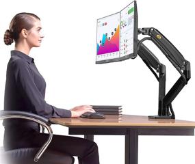 img 3 attached to 🖥️ NB North Bayou Dual Monitor Desk Mount Stand Full Motion Swivel Computer Monitor Arm - Fits 2 Screens up to 32" - Load Capacity 6.6~26.4lbs per Monitor - Model F195A-B