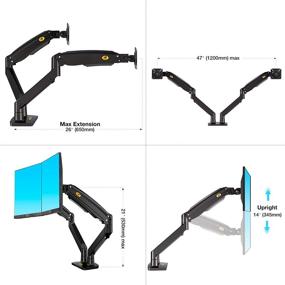 img 2 attached to 🖥️ NB North Bayou Dual Monitor Desk Mount Stand Full Motion Swivel Computer Monitor Arm - Fits 2 Screens up to 32" - Load Capacity 6.6~26.4lbs per Monitor - Model F195A-B