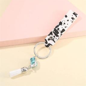 img 2 attached to Leopard Leather Keychain Wristlet Turquoise