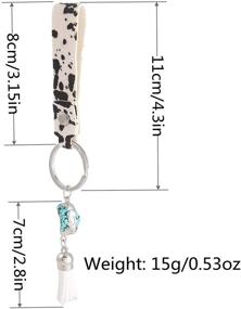 img 3 attached to Leopard Leather Keychain Wristlet Turquoise
