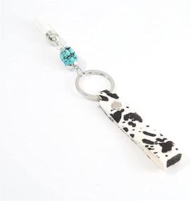 img 1 attached to Leopard Leather Keychain Wristlet Turquoise