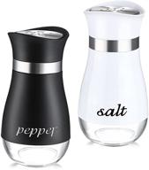 🧂 versatile stainless steel spice dispenser set - adjustable pour holes | refillable salt and pepper shakers for home, restaurant, and canteen (black, white) logo