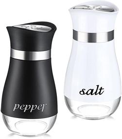 img 4 attached to 🧂 Versatile Stainless Steel Spice Dispenser Set - Adjustable Pour Holes | Refillable Salt and Pepper Shakers for Home, Restaurant, and Canteen (Black, White)