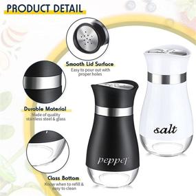 img 2 attached to 🧂 Versatile Stainless Steel Spice Dispenser Set - Adjustable Pour Holes | Refillable Salt and Pepper Shakers for Home, Restaurant, and Canteen (Black, White)