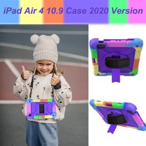 img 1 attached to 🔮 Menzo iPad Air 4 Case 2020 Release - 3-Layer Rugged Case with Shoulder Strap & Pencil Holder - Purple