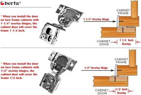 img 3 attached to 🔒 Berta (2 Pieces) Soft Close Face Frame Hinges with 1-1/4 inch Overlay, 105 Degree Opening Angle, 6-Ways 3-Cam Adjustment, Concealed Cabinet Door Hinges for Kitchen, with Screws