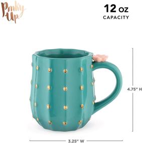 img 3 attached to 🌵 3D Green Ceramic Cactus Mug with Gold Details - Holds 10 Ounces - Coffee & Tea Accessories - Cute Succulent Coffee Mug (Pinky Up)