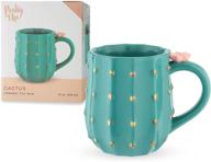 🌵 3d green ceramic cactus mug with gold details - holds 10 ounces - coffee & tea accessories - cute succulent coffee mug (pinky up) logo