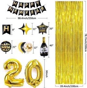 img 1 attached to 🎉 2022 Happy New Year Balloons Decorations Kit: Foil Balloons, Banner, Curtain, Rope - Black & Gold