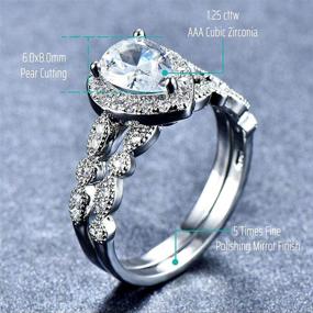 img 2 attached to 💍 Ahloe Набор обручальных колец в виде слезы: сочетание колец из титановой нержавеющей стали для него и для нее в золоте 18 карат с акцентами из Cz - Кольца для пары формы груши.