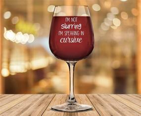 img 2 attached to 🍷 Cursive Speaking Funny Wine Glass - Top Christmas Wine Gifts for Women, Mom, Men - Exceptional Xmas Gag Gifts for Wife, Her - Trendy Birthday Present Ideas from Husband, Son, Daughter - Enjoyable Novelty Gift