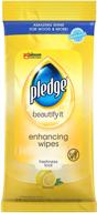 🌿 pledge multi-surface furniture polish wipes: wood, granite, and leather cleaner with lemon scent - protects and cleans (24 wipes) logo