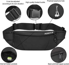 img 2 attached to 🎒 ANRUI Small Fanny Pack for Men & Women: Crossbody & Waist Bag Combo - Ideal for Sports, Hiking, Running (Black)