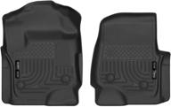 🚚 husky liners - 52731 enhances 2017-19 ford f-250/f-350 crew cab/supercab with vinyl floor - x-act contour front floor mats in black logo