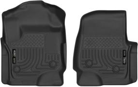 img 4 attached to 🚚 Husky Liners - 52731 Enhances 2017-19 Ford F-250/F-350 Crew Cab/SuperCab with Vinyl Floor - X-act Contour Front Floor Mats in Black