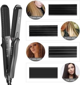 img 2 attached to Hair Crimper: 4-in-1 Tourmaline Ceramic Iron for All Hair Types