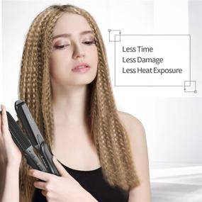 img 3 attached to Hair Crimper: 4-in-1 Tourmaline Ceramic Iron for All Hair Types