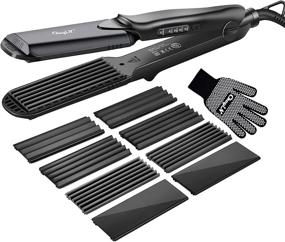 img 4 attached to Hair Crimper: 4-in-1 Tourmaline Ceramic Iron for All Hair Types