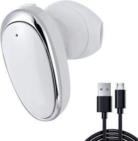 img 4 attached to 🎧 Беспроводные Bluetooth наушники, тонкая гарнитура с микрофоном, V5.0 гарнитура для свободных рук наездников для бизнеса, офиса, дома - бобы, кнопка MB10 белый