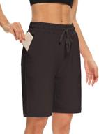 🩳 dibaolong women's yoga shorts: comfortable and stylish drawstring lounge bermuda shorts with convenient 3 pockets logo