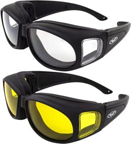 img 4 attached to 👓 Enhanced Safety and Versatility: 2 Pairs of Global Vision Outfitter Fit Over Safety Glasses with Black Frame, Clear + Yellow Lens