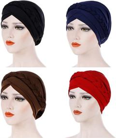 img 3 attached to 👒 Silky Turban Hats for Women - Fxhixiy Hijab Braid Cancer Chemo Beanies Cap Headwrap Headwear