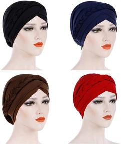 img 2 attached to 👒 Silky Turban Hats for Women - Fxhixiy Hijab Braid Cancer Chemo Beanies Cap Headwrap Headwear