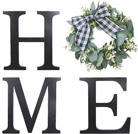 img 4 attached to 🏡 Cocomong Home Décor: Farmhouse Wooden Wall Letters with Artificial Eucalyptus Wreath - Large Rustic Wall Decorations for Living Room, Bedroom, Dining - Perfect Housewarming Gift