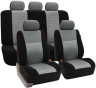 trendy elegance car seat cover - universal fit, gray/black - fh-fb060115 (airbag compatible, split bench) - ideal for car, truck, suv, or van logo