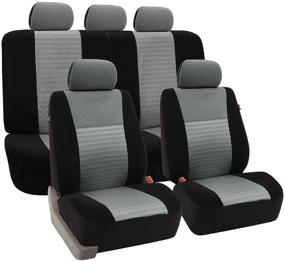 img 4 attached to Trendy Elegance Car Seat Cover - Universal Fit, Gray/Black - FH-FB060115 (Airbag Compatible, Split Bench) - Ideal for Car, Truck, SUV, or Van