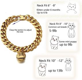 img 2 attached to 🐱 AAAbling Gold Cat Dog Collar 1/2 inch Stainless Steel Kitten Puppy Choker Chain with Bell (12mm Wide, Chew Proof, Cuban Link, Neck Fit 6"-8")