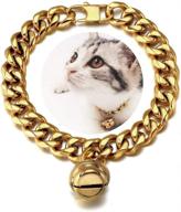 🐱 aaabling gold cat dog collar 1/2 inch stainless steel kitten puppy choker chain with bell (12mm wide, chew proof, cuban link, neck fit 6"-8") logo